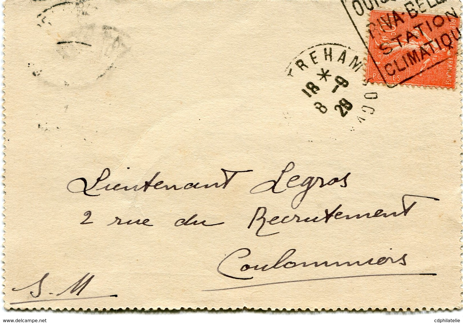 FRANCE LETTRE DEPART OUISTREHAM 8-9-28 CALVADOS POUR LA FRANCE - 1903-60 Sower - Ligned