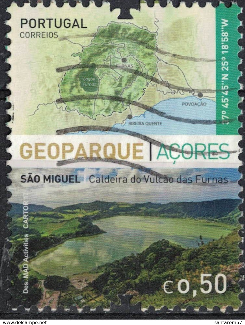 Portugal 2017 Oblitéré Used Açores Géoparque Île De São Miguel Caldeira Do Vulcão Das Furnas SU - Azores