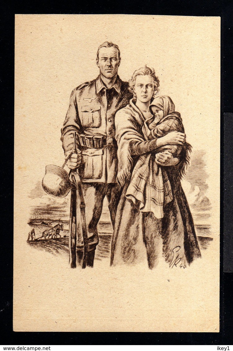 11482-GERMAN EMPIRE-MILITARY Censor PROPAGANDA POSTCARD German SUB-OFFICER.1941.WWII.DEUTSCHES REICH.Postkarte.Carte - Covers & Documents
