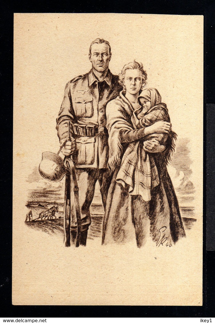 11482-GERMAN EMPIRE-MILITARY Censor PROPAGANDA POSTCARD German SUB-OFFICER.1941.WWII.DEUTSCHES REICH.Postkarte.Carte - Lettres & Documents