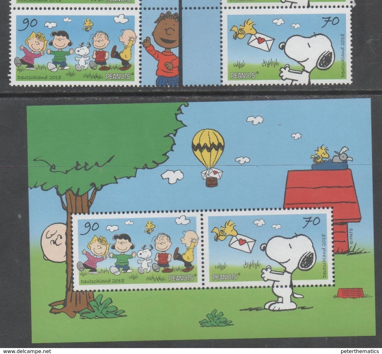 GERMANY, 2018, MNH, SNOOPY, PEANUTS, 2v+S/SHEET - Sonstige & Ohne Zuordnung