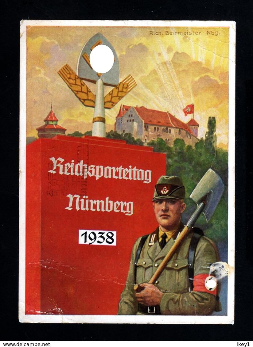 471-GERMAN EMPIRE-MILITARY PROPAGANDA POSTCARD REICHSPARTEITAGE Nurnberg.1938.WWII.DEUTSCHES REICH.Postkarte.Carte - Briefe U. Dokumente