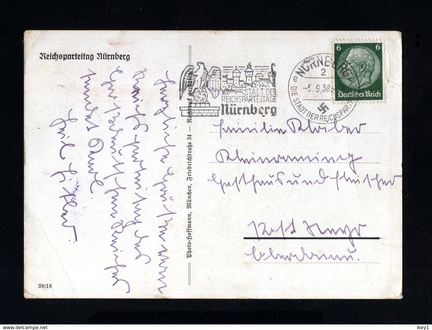 471-GERMAN EMPIRE-MILITARY PROPAGANDA POSTCARD REICHSPARTEITAGE Nurnberg.1938.WWII.DEUTSCHES REICH.Postkarte.Carte - Briefe U. Dokumente