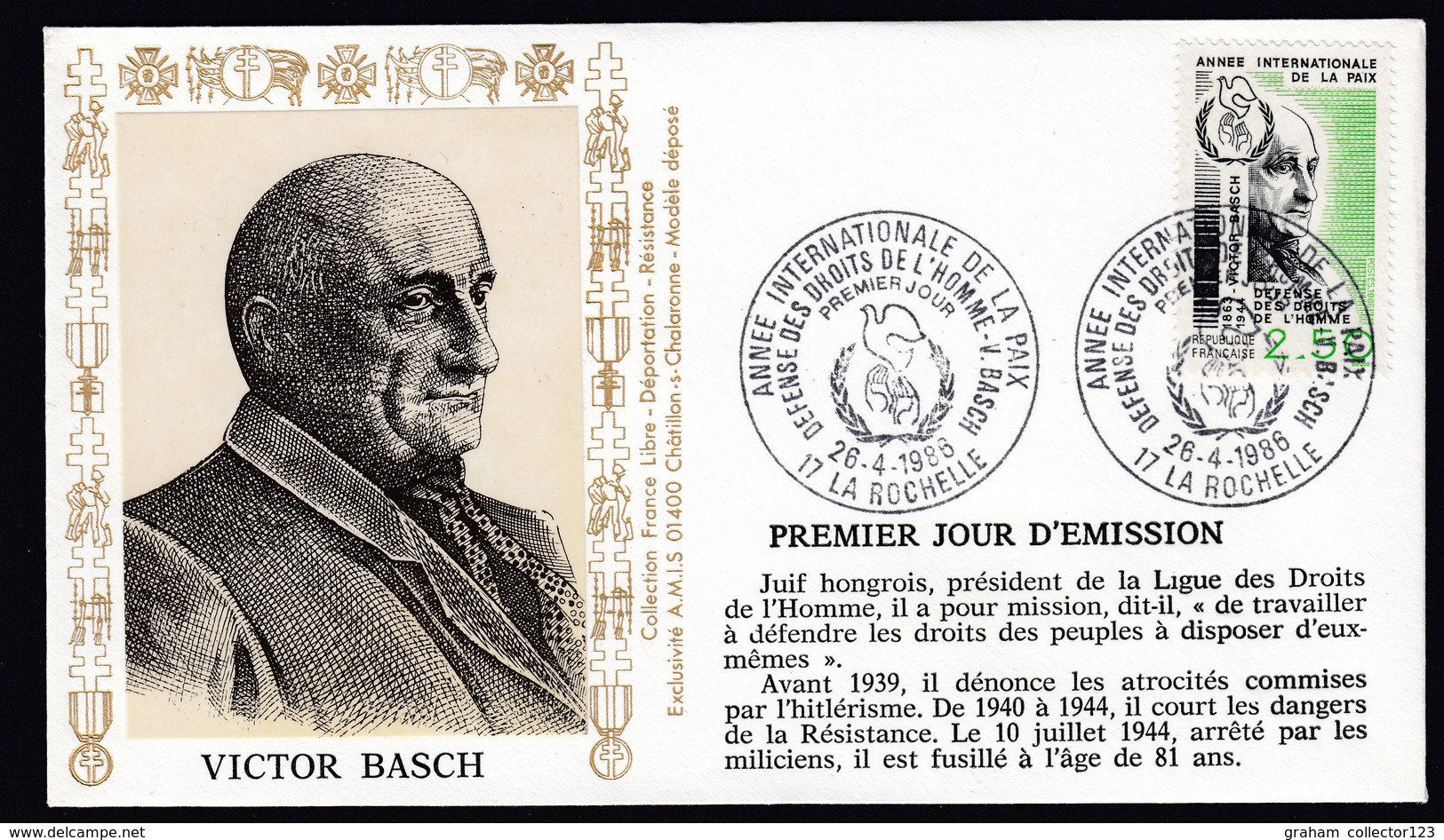 France French Cover Lettre 1986 France French Cover Lettre WW2 WWII Army Liberation Victor Basch Lettre 1er - Militaria