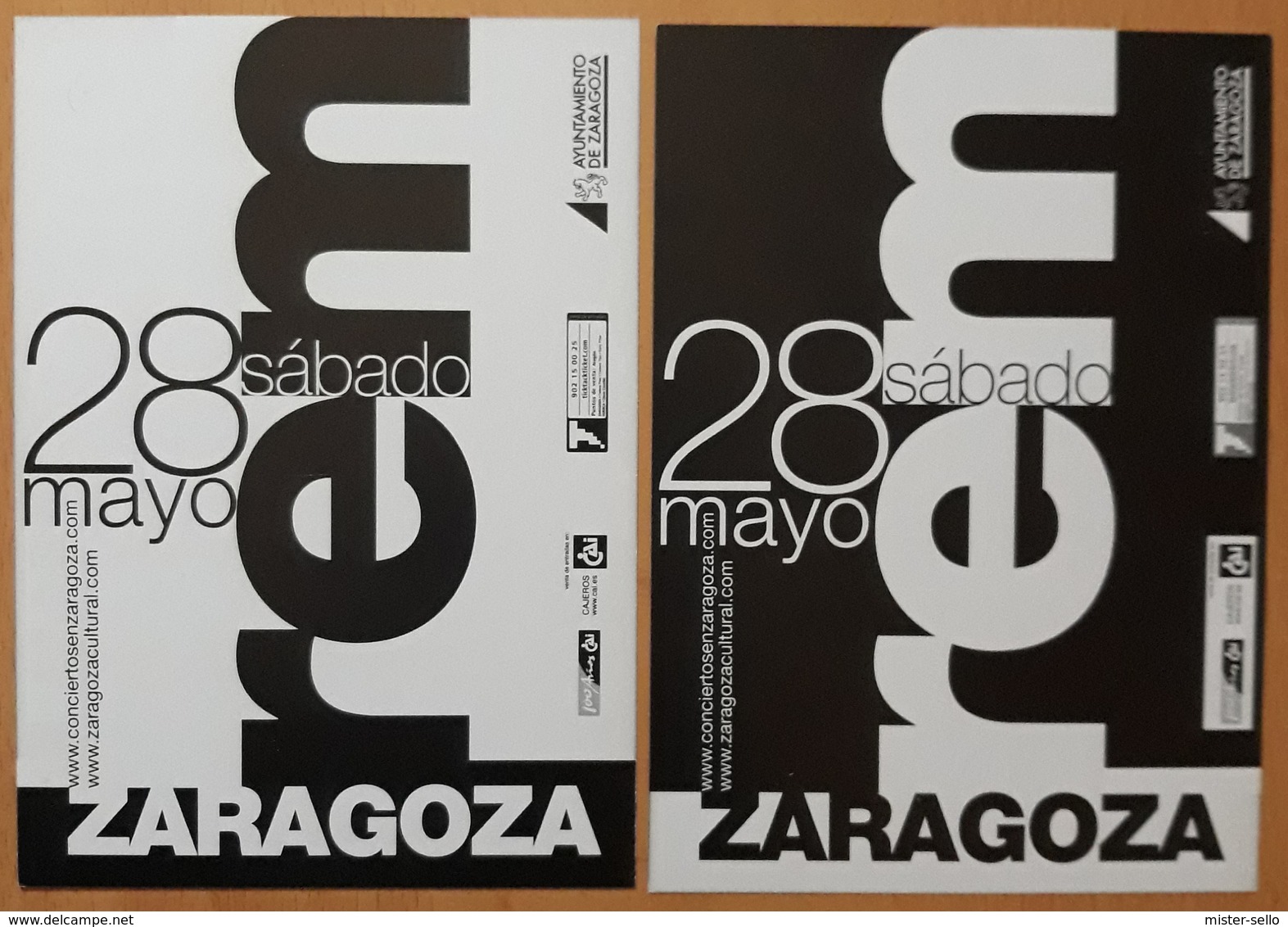 REM - TARJETA PROMOCIONAL CONCIERTO EN ZARAGOZA - ESPAÑA. - Affiches & Posters