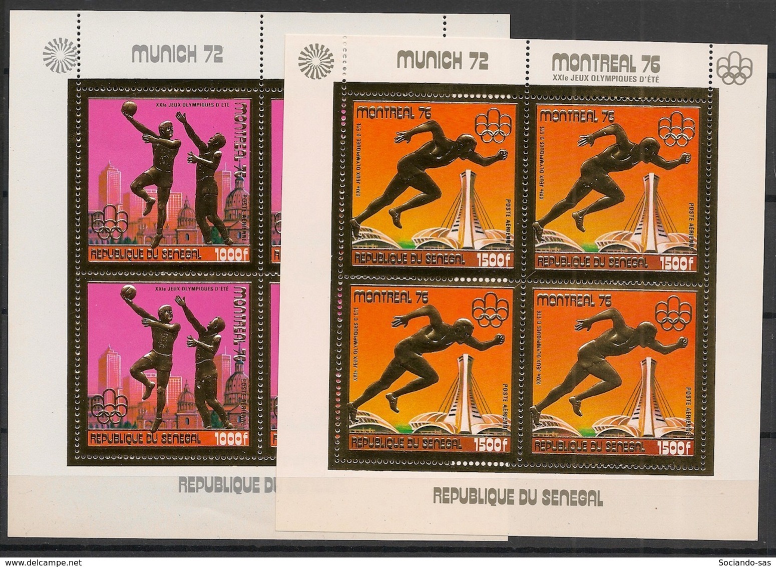 Sénégal - 1976 - PA N°Yv. 154 à 155 - Olympics / Montreal 76 - 2 Feuillets OR - Neuf Luxe ** / MNH / Postfrisch - Ete 1976: Montréal