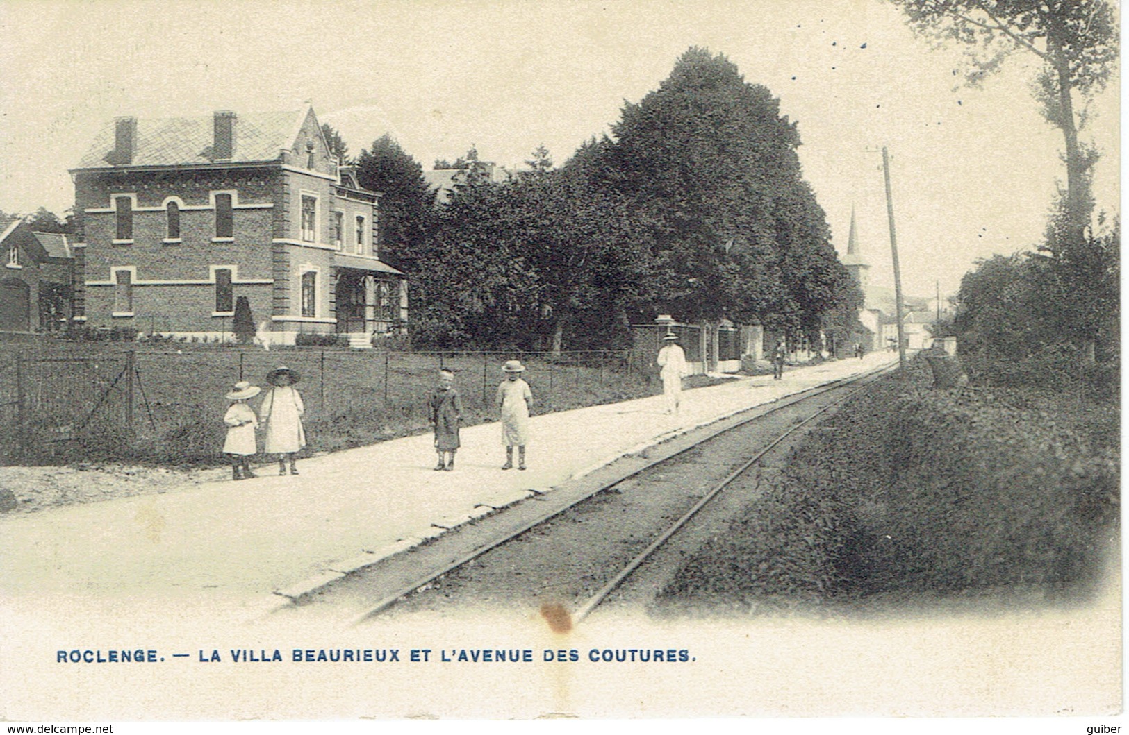 Roclenge La Villa Beaurieux Et L'avenue Des Coutures 1906 Animation  Voie De Tram - Bassenge