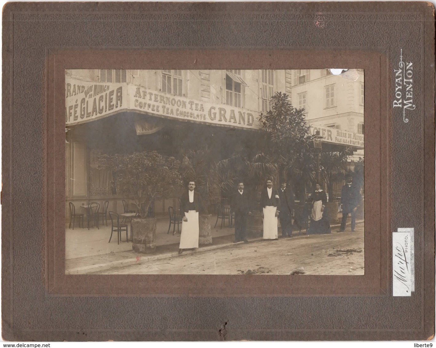 Menton C.1920 - Avenue De Verdun  Grand Café Glacier   Gde Photo - Personnes Identifiées