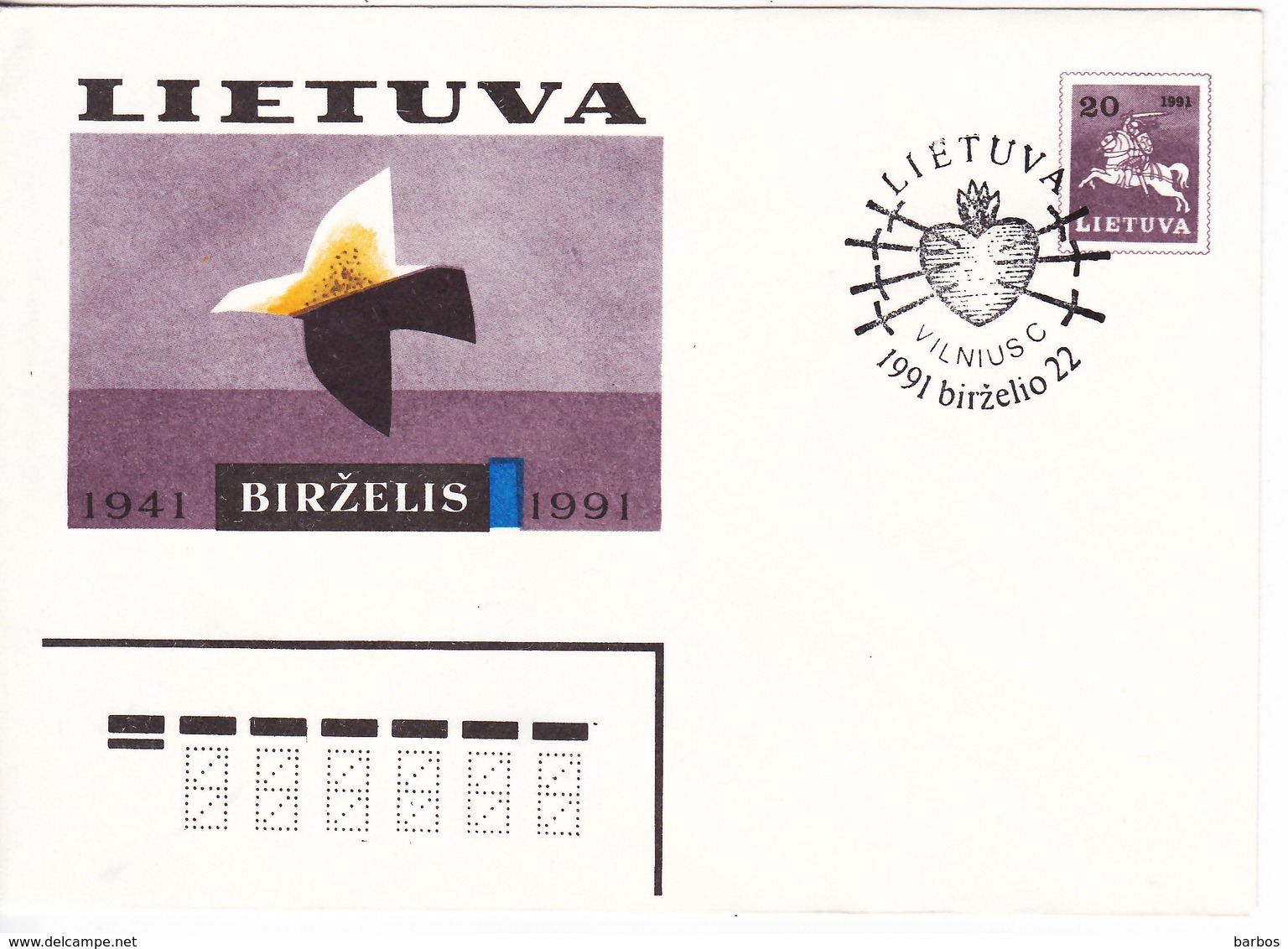Lituanie   Lietuva 1991  Pre-paid Envelope - Litouwen