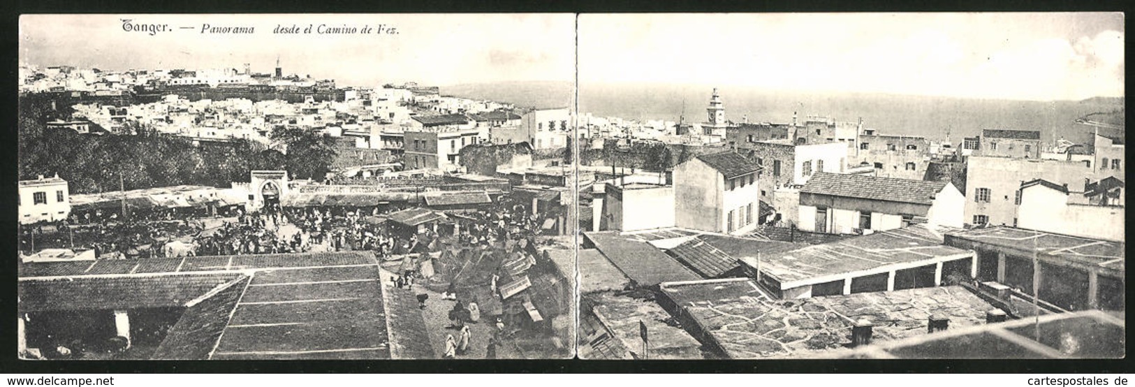 CPA Pliante Tanger, Desde El Camino De Fez, Vue Partielle Der Stadt - Tanger