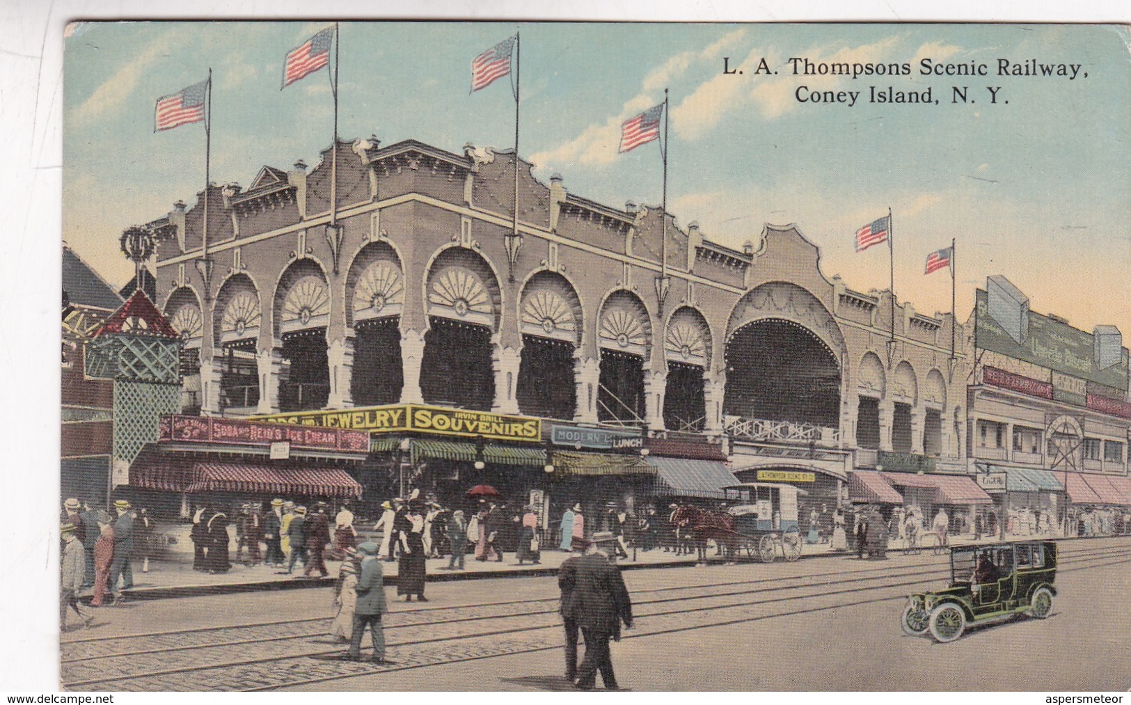 LA, THOMPSONS SCENIC RAILWAY, CONEY ISLAND, NEW YORK. AMERICAN ART PUBLISHING CO. CPA CIRCA 1910s VINTAGE - BLEUP - Places & Squares