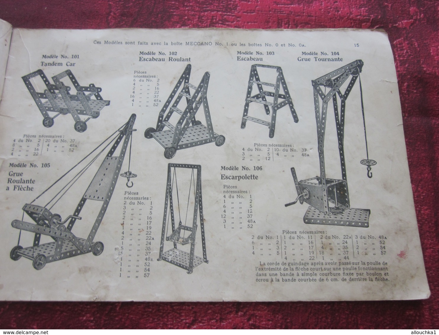 ANCIEN CATALOGUE  INSTRUCTION POUR EMPLOI DES BOITES JEU DE CONSTRUCTION MECCANO TRAINS HORNBY INCOMPLET