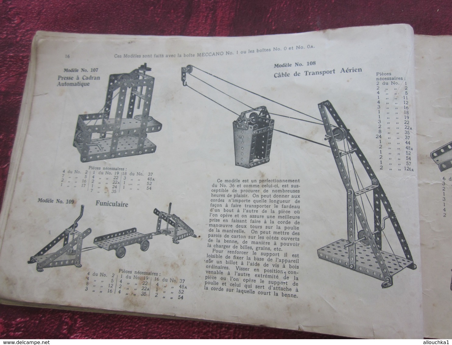 ANCIEN CATALOGUE  INSTRUCTION POUR EMPLOI DES BOITES JEU DE CONSTRUCTION MECCANO TRAINS HORNBY INCOMPLET