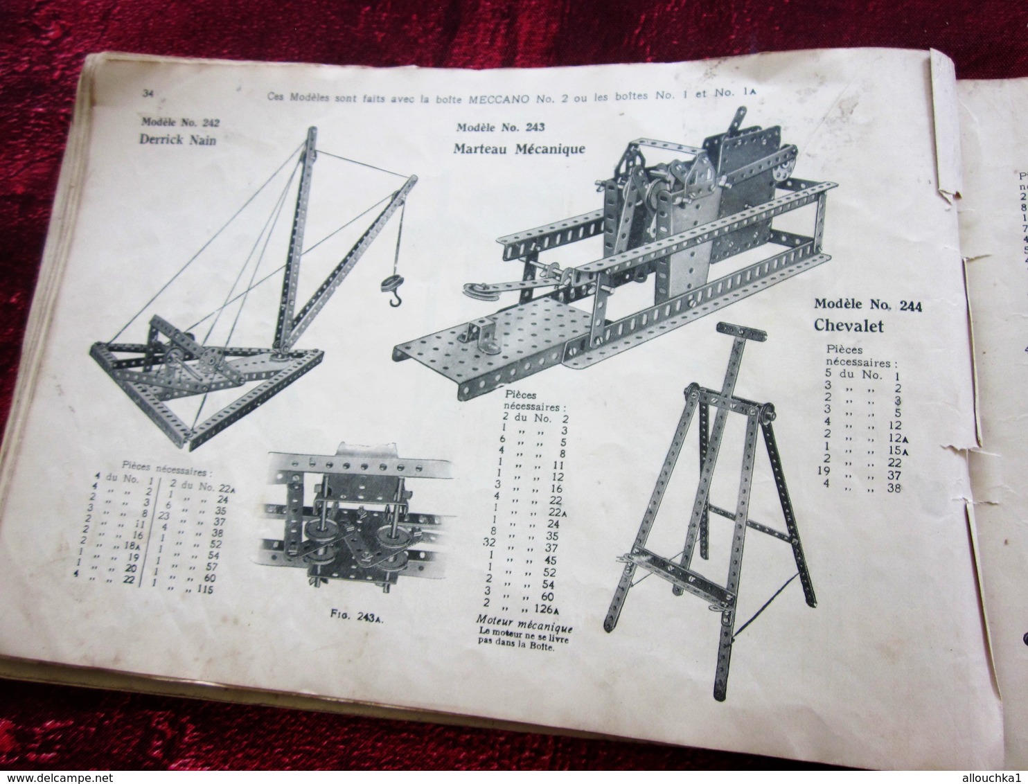 ANCIEN CATALOGUE  INSTRUCTION POUR EMPLOI DES BOITES JEU DE CONSTRUCTION MECCANO TRAINS HORNBY INCOMPLET