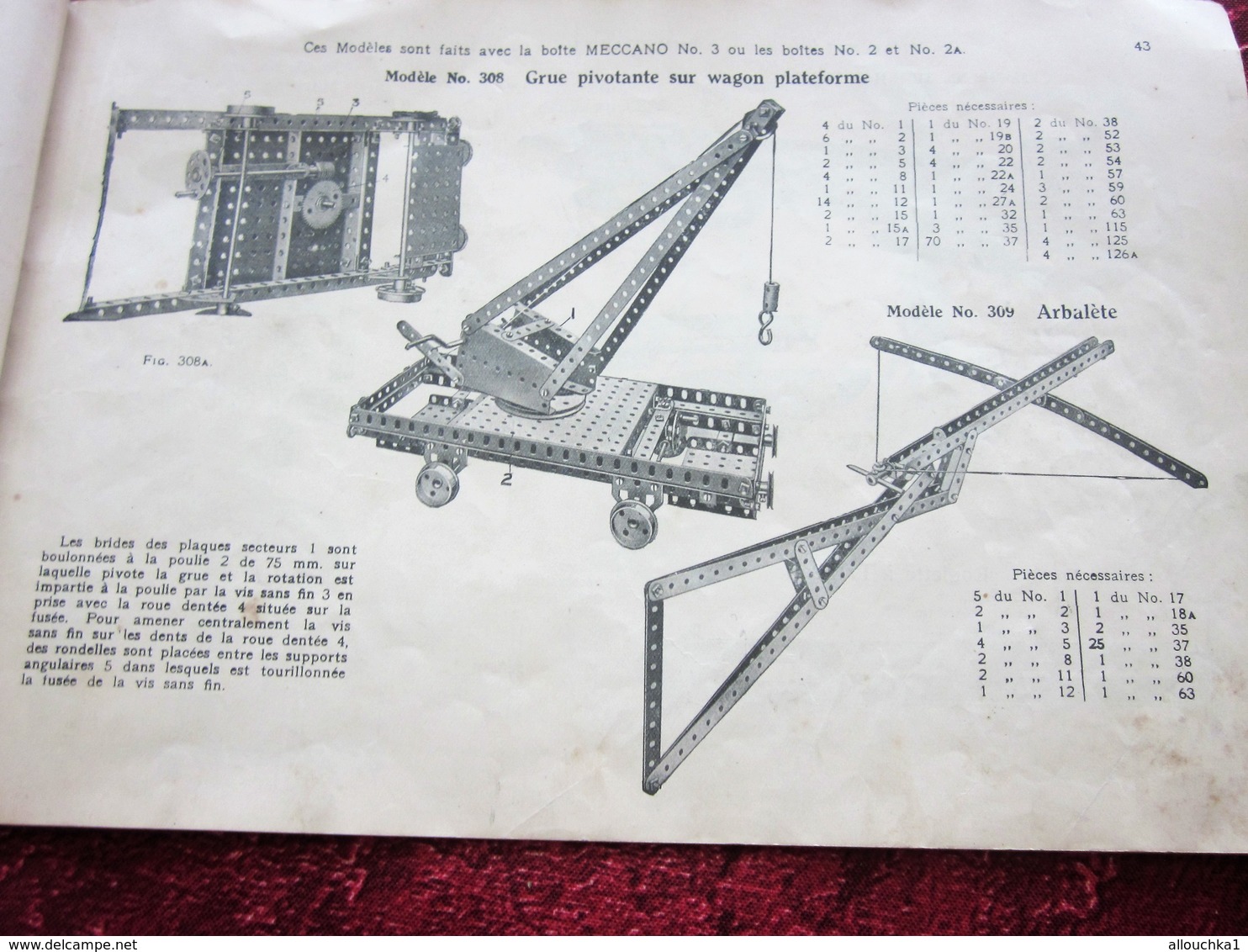 ANCIEN CATALOGUE  INSTRUCTION POUR EMPLOI DES BOITES JEU DE CONSTRUCTION MECCANO TRAINS HORNBY INCOMPLET