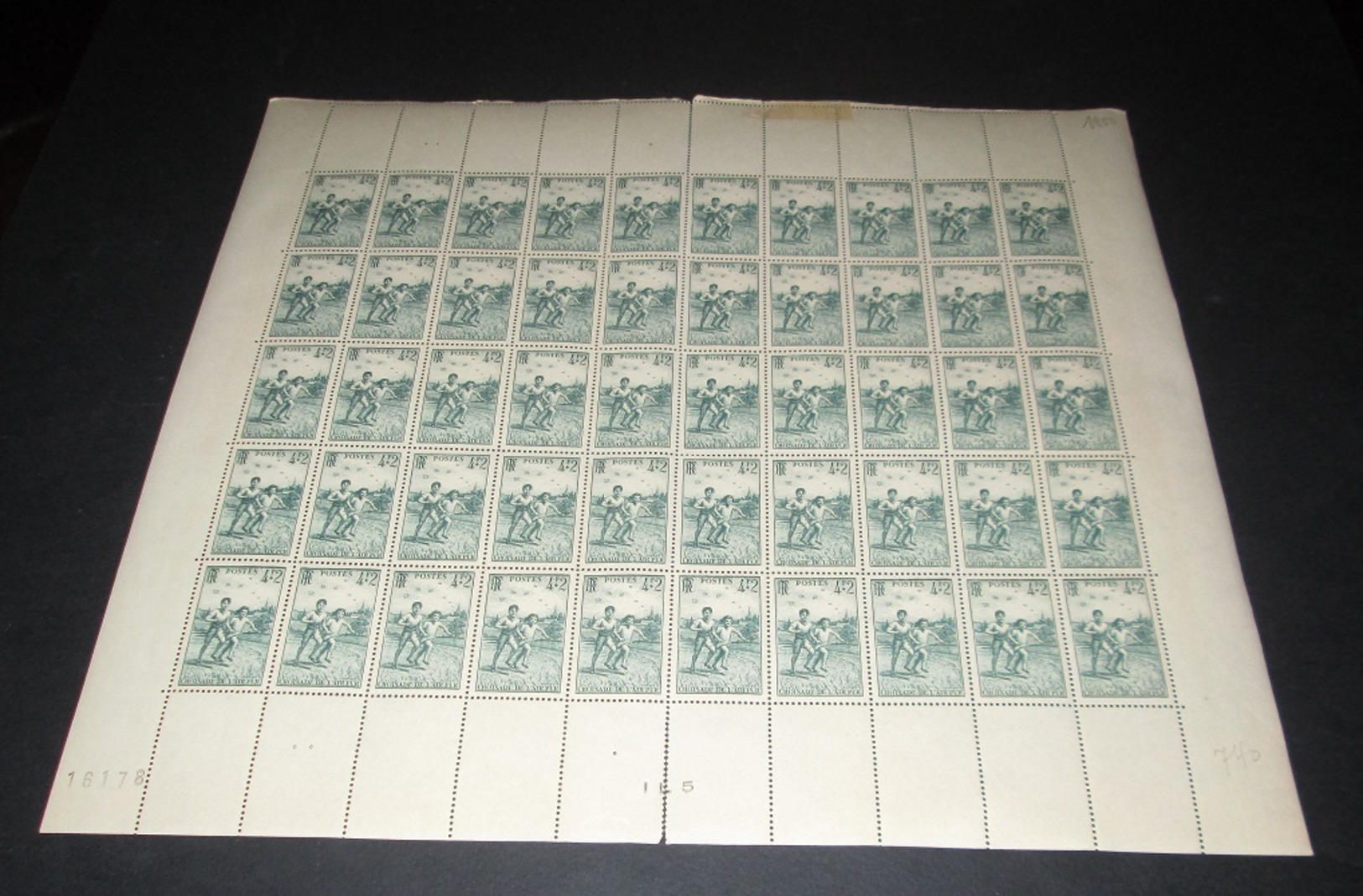 France 1945 Neuf** N° 740  AIR PUR   Feuille Complète (full Sheet) 50 Timbres - Full Sheets