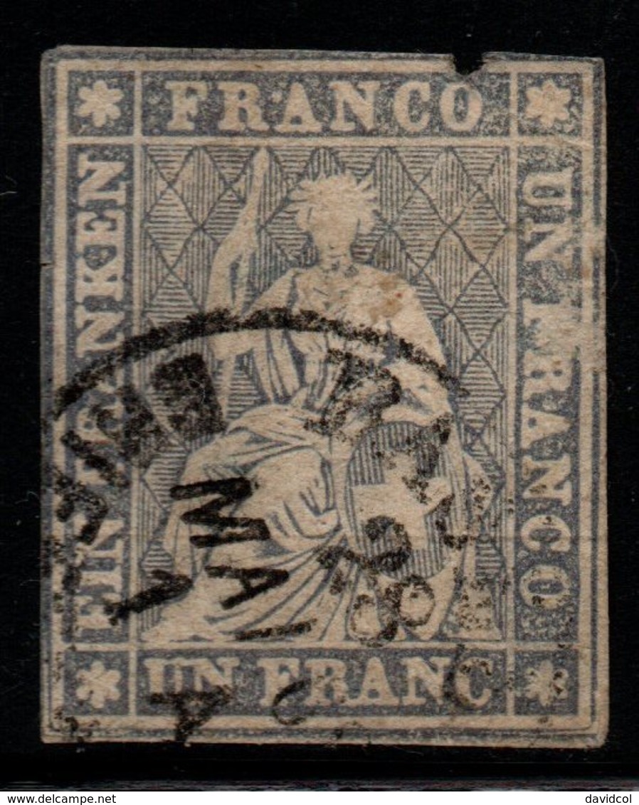 P644.-. SWITZERLAND - 1854 - MI # : 18 II - USED - CV: EUR 850.00 - NICE SPACEFILLER - Gebraucht