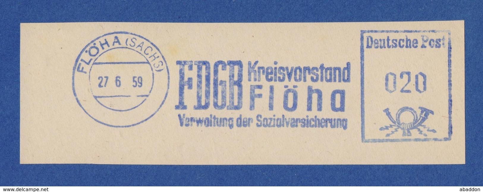 DDR AFS - FLÖHA, FDGB Kreisvorstand Flöha - Verwaltung Der Sozialversicherung 27.6.59 - Altri & Non Classificati