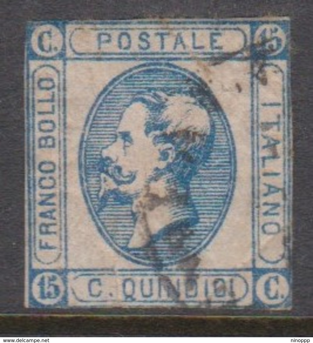 Italy S 12 1863 King Victor Emmanuel II,15c Blue,used - Afgestempeld
