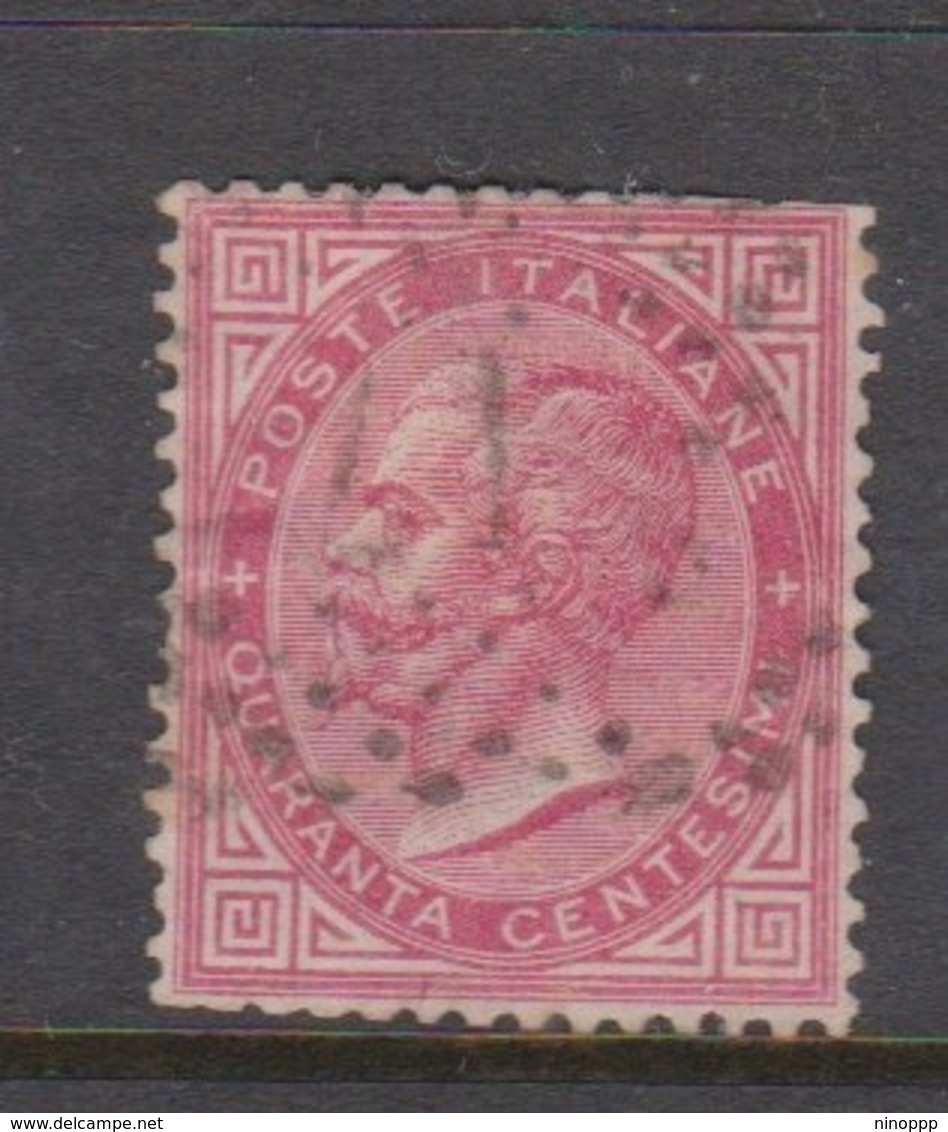 Italy S 20 1863 King Victor Emmanuel II,40c Carmine,used,short Perforation - Used