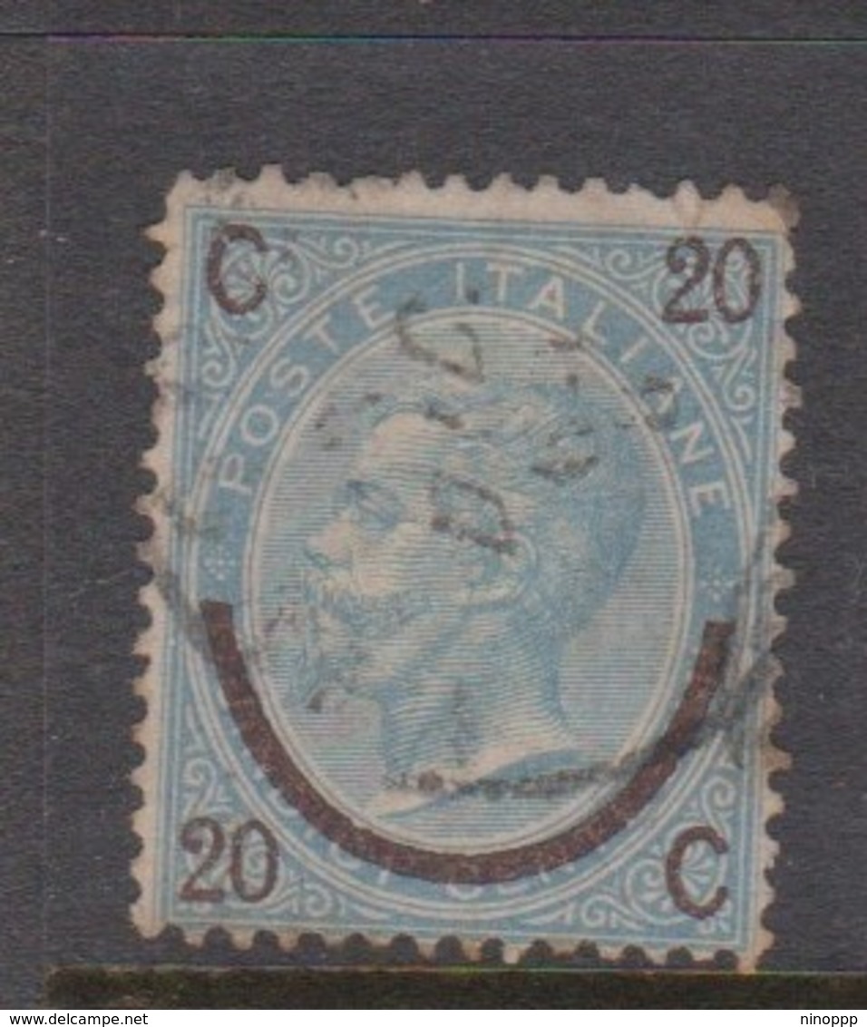 Italy S 23 1865 King Victor Emmanuel II, Surcharged 20c On 15c  Blue 1st Type,used - Used