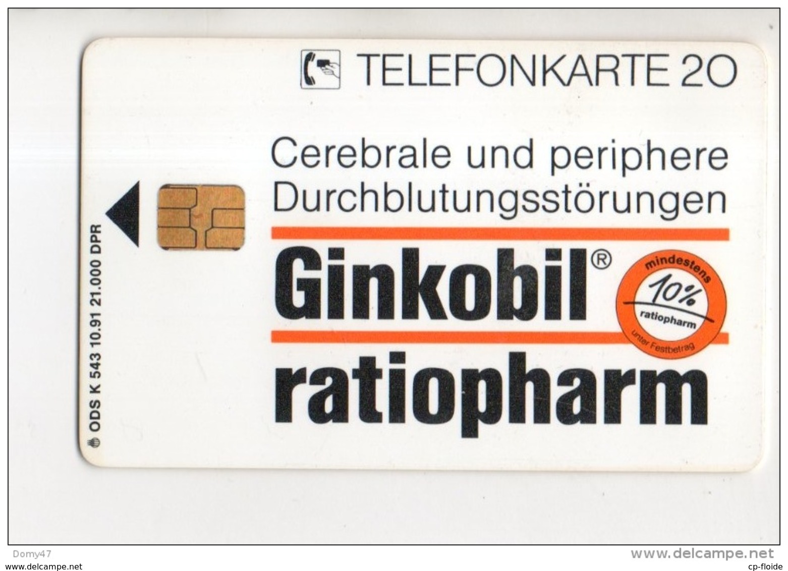 TÉLÉCARTE ALLEMAGNE . GINKOBIL RATIOPHARM . TELEFONKARTE 20 - Réf. N°64C - - Autres & Non Classés