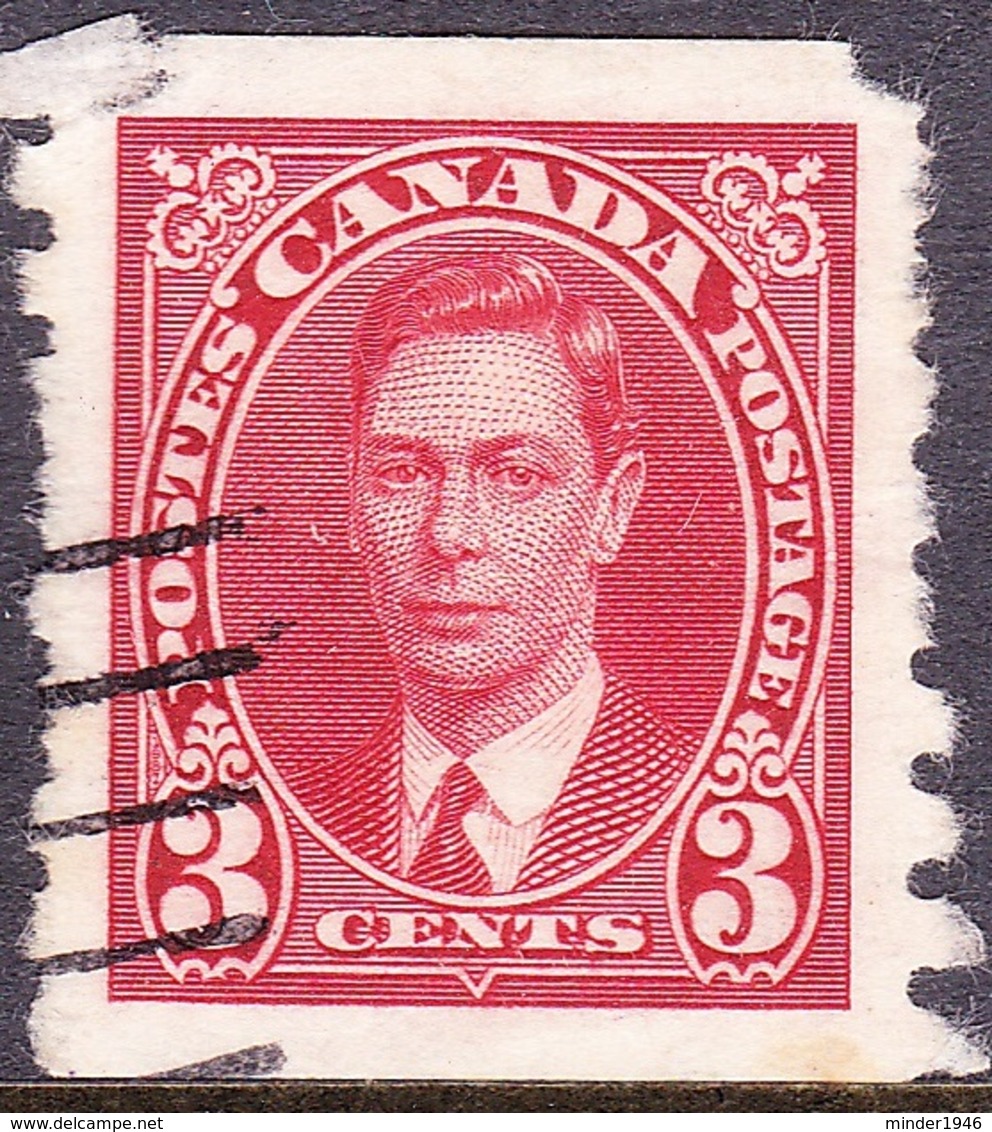 CANADA 1937 KGVI 3 Cents Scarlet Coil Stamp SG370 Used - Used Stamps