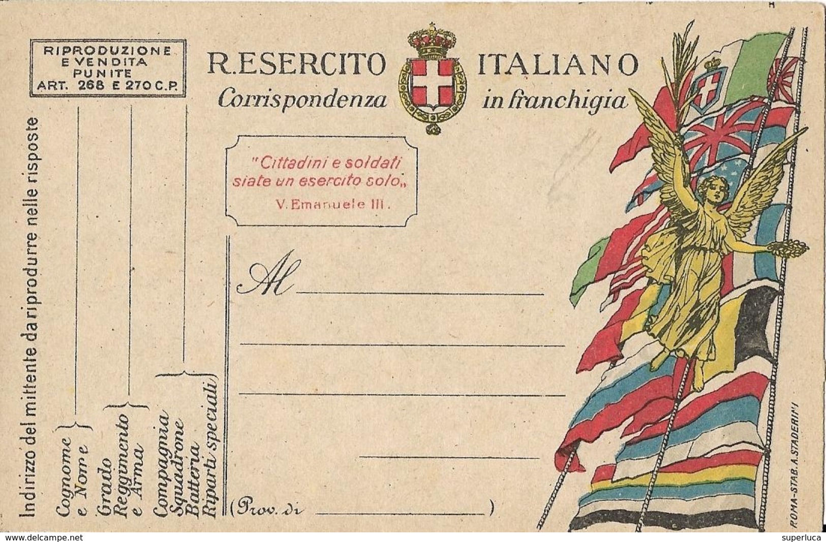 6-CARTOLINA  R.ESERCITO ITALIANO-CORRISPONDENZA IN FRANCHIGIA-NUOVA - Guerra 1914-18