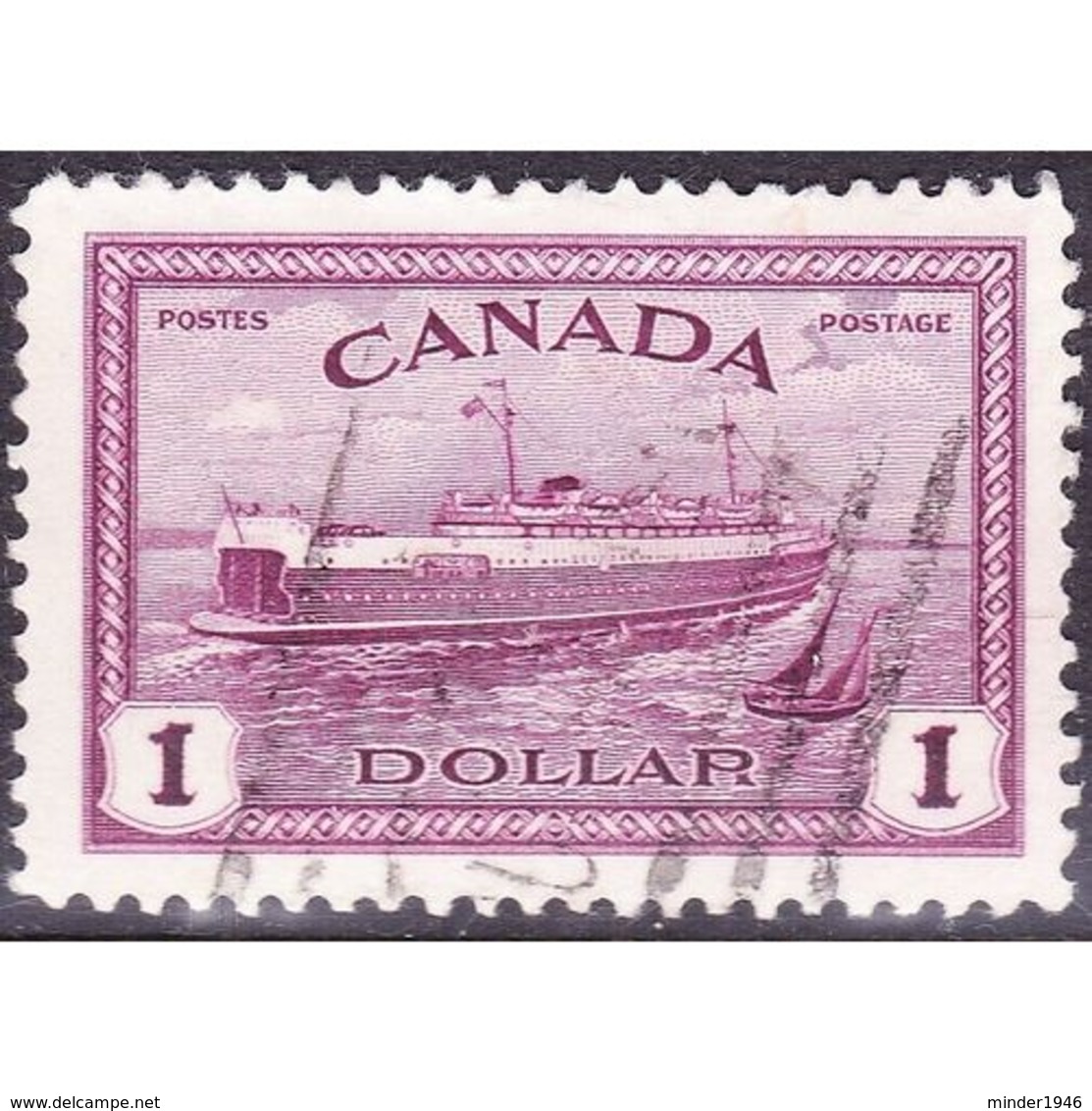 CANADA 1946 KGVI $1 Purple SG406 Used - Used Stamps