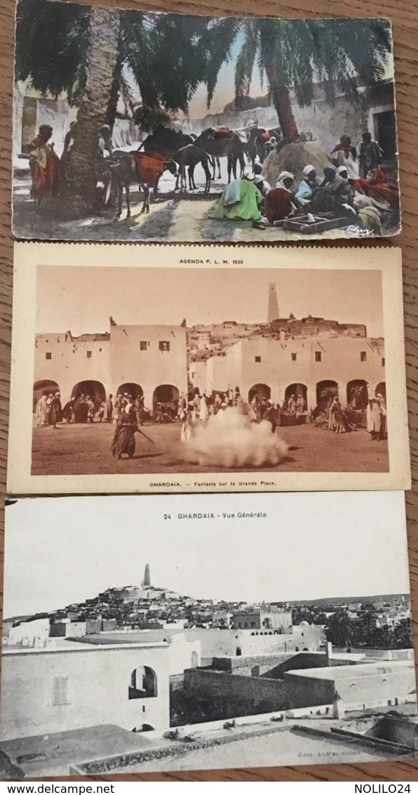 3 CPA,GHARDAÏA, Algérie, M'ZAB, Daïa Ben Dahoua, Vue Générale, Fantasia - Ghardaïa