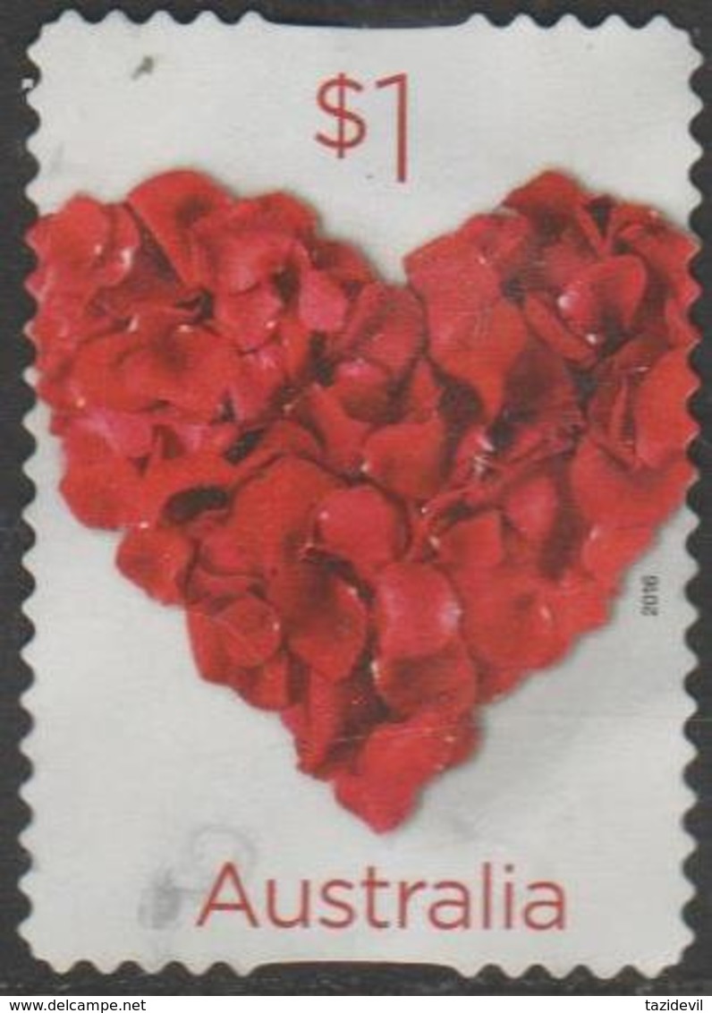 AUSTRALIA - DIE-CUT-USED 2016 $1.00 Love To Celebrate - Rose Heart - Oblitérés
