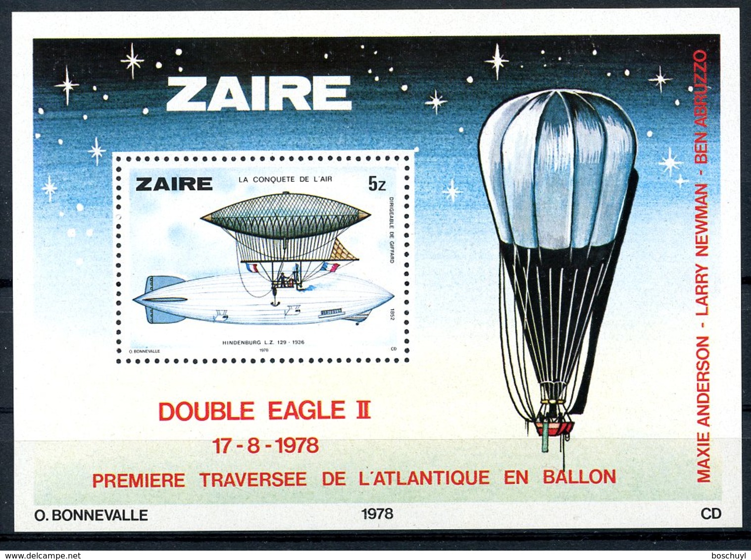 Zaire, 1978, Aviation, Zeppelin, Balloon, MNH, Michel Block 22 - Autres & Non Classés