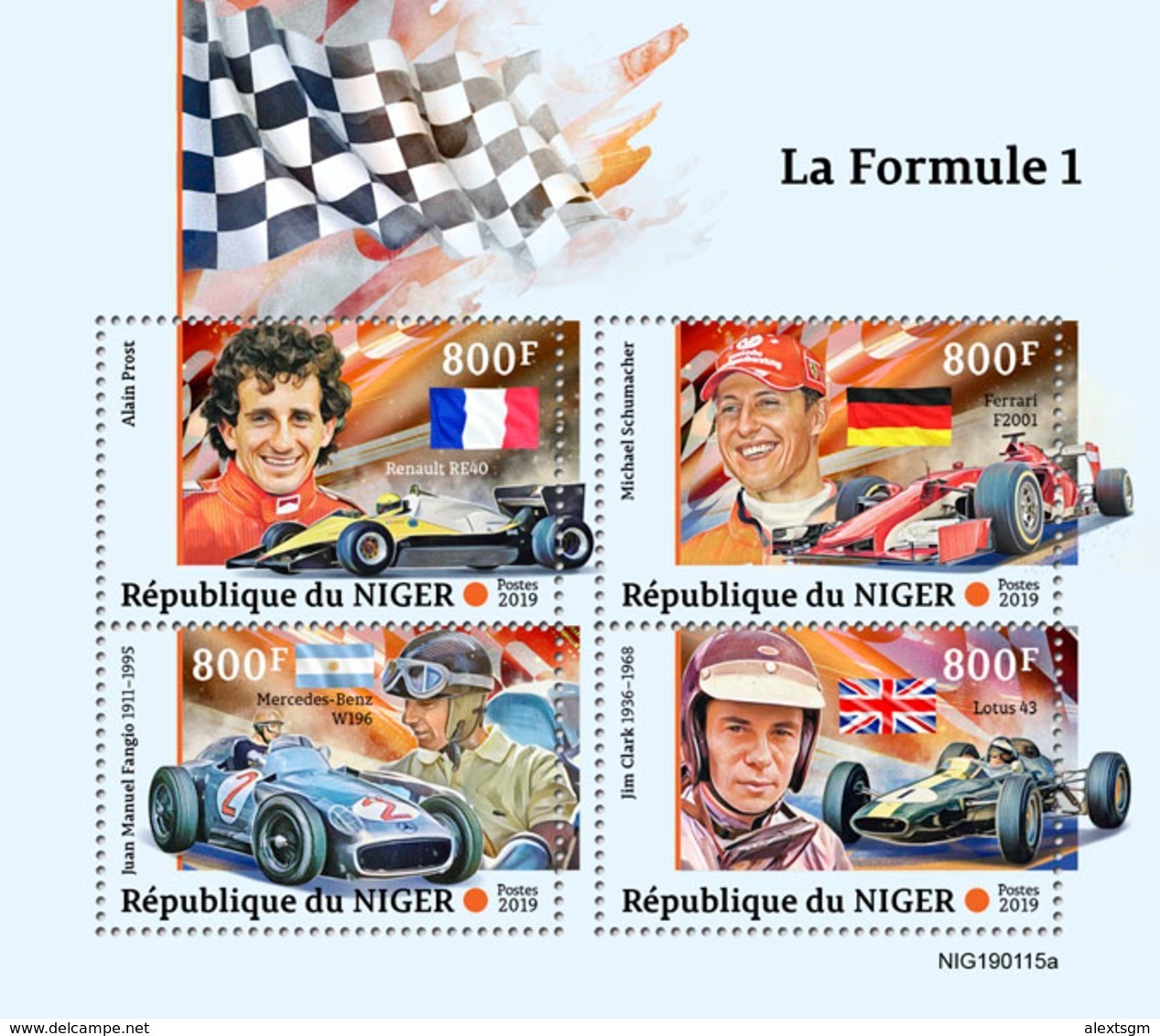 NIGER 2019 - Formula 1: Renault, Ferrari, Mercedes. Official Issue - Voitures