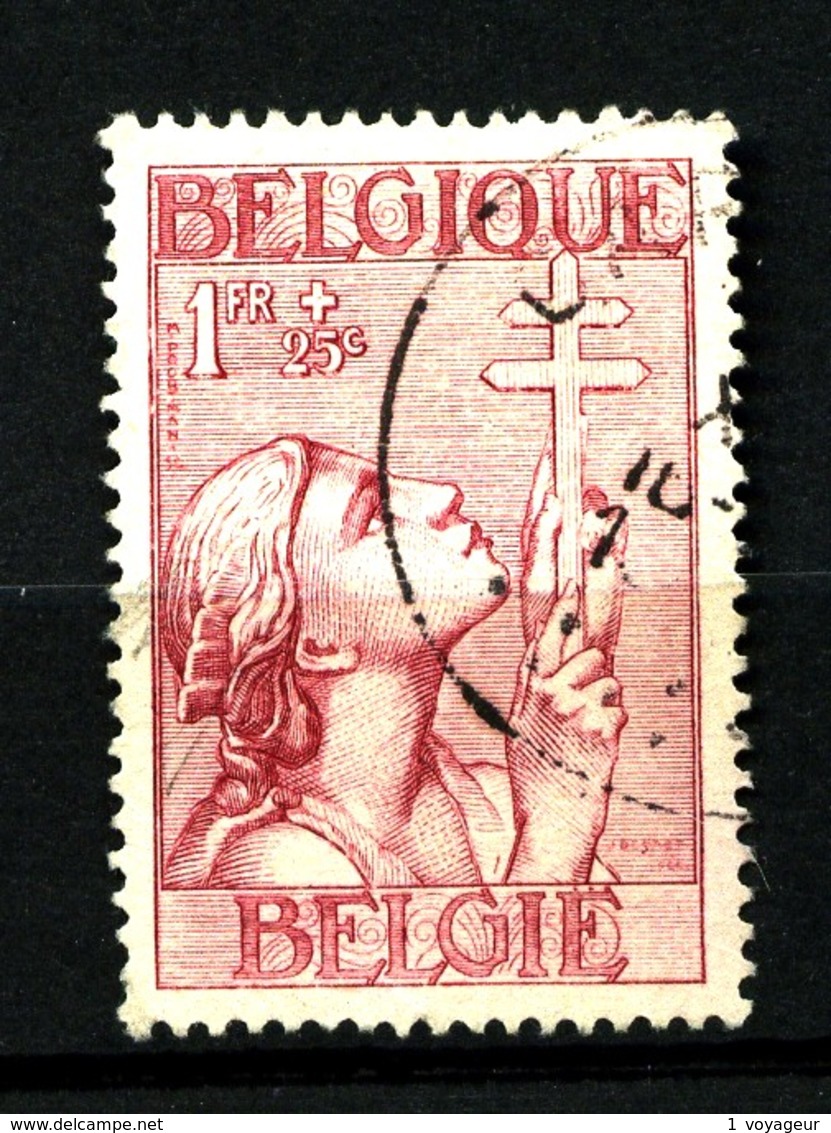 BELGIQUE - YT 381 - 1F+25c Carmin - Oblitéré - Trace De Pli - Gebraucht