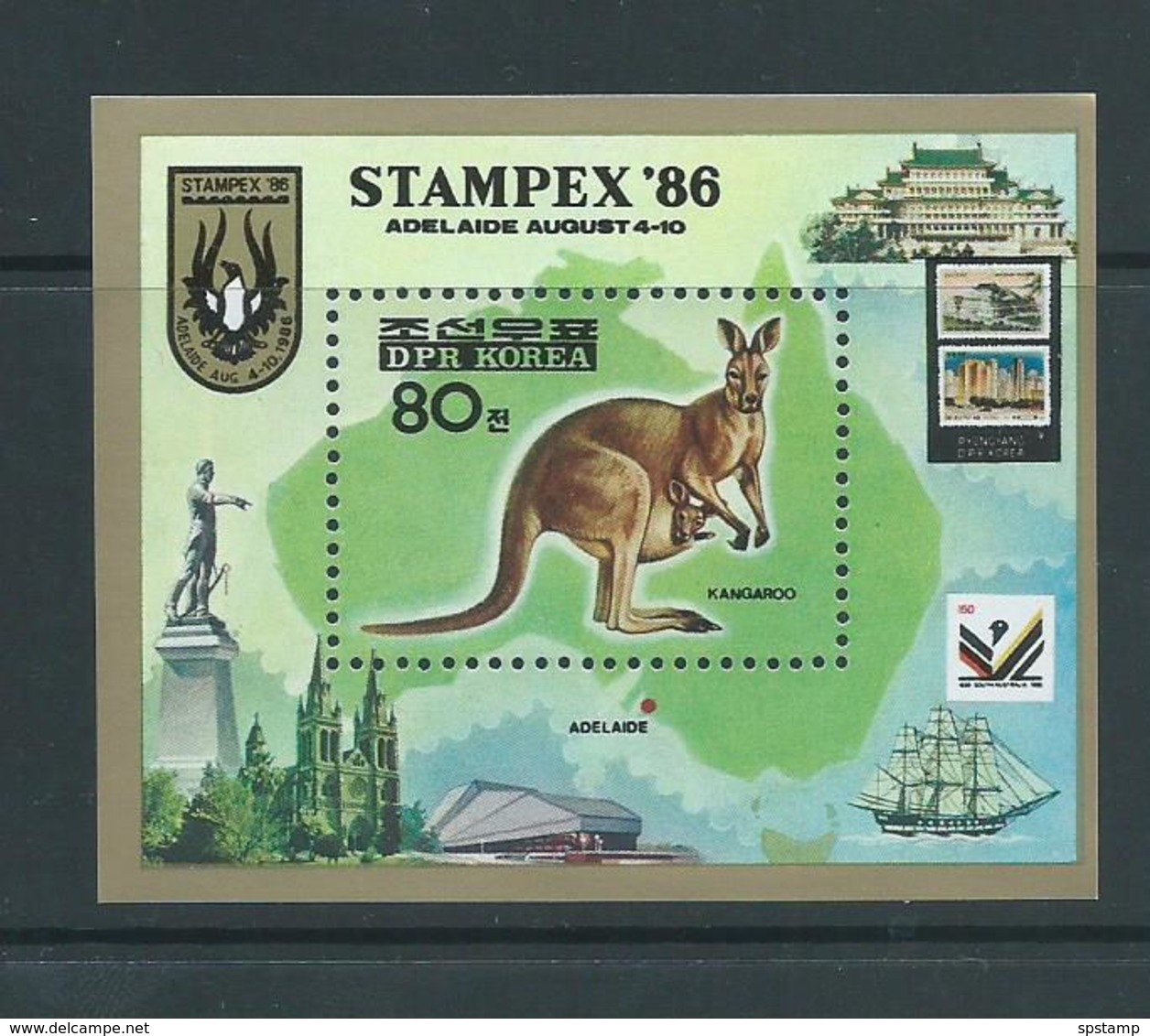 North Korea 1986 Stampex Kangaroo Miniature Sheet MNH - Korea, North
