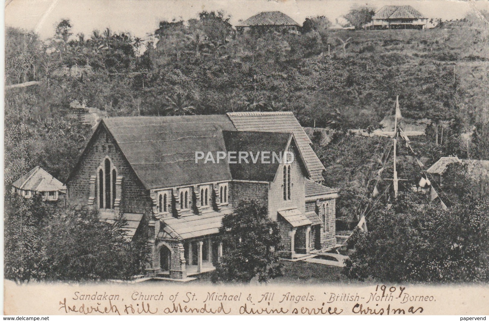 Malaysia  British North Borneo SANDAKAN Church Of St.Michael & All Angels Post Used 1908   Bnb25 - Malaysia