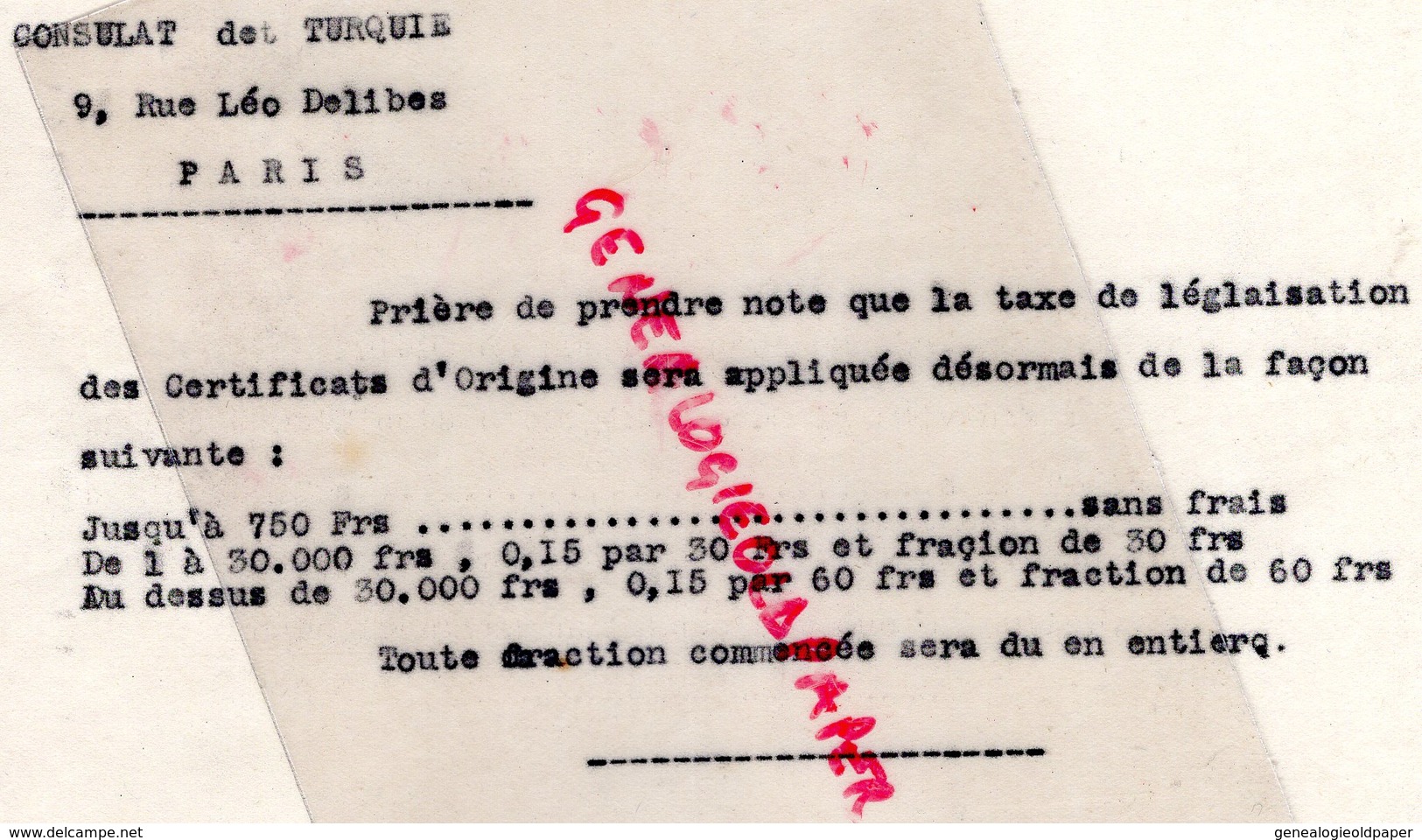 CONSULAT TURQUIE A PARIS -LETTRE SIGNEE LE CONSUL A VERGNIAUD RATINAUD ST SAINT JUNIEN GANTERIE-1928- GANTS  GANT - Andere & Zonder Classificatie