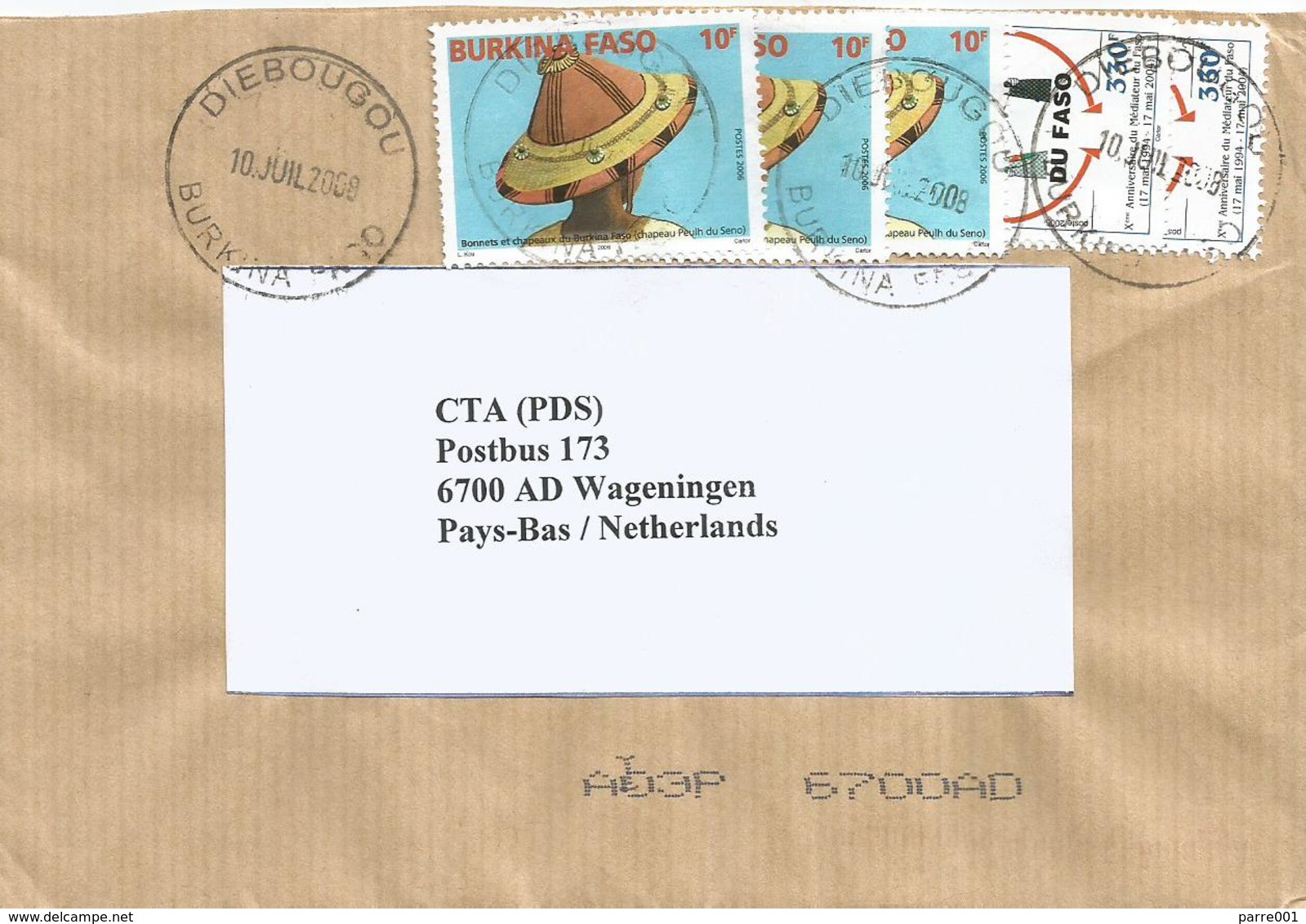 Burkina Faso 2008 Diebougou Mediation Hat 10f Cover - Burkina Faso (1984-...)