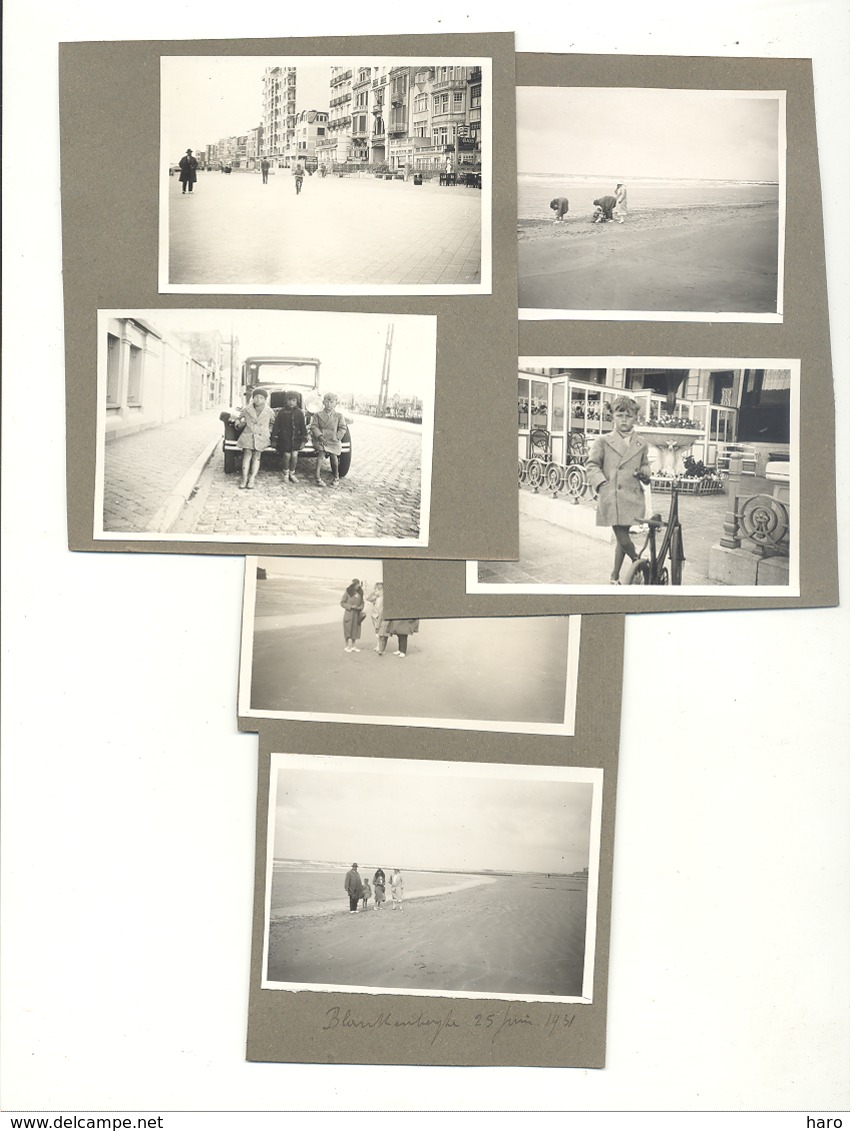 Lot De 6 Photos ( 6 X 9 Cm)  BLANKENBERGE 25 Juin 1931 , Oldtimer, Strand, Dijk,... (b249) - Places