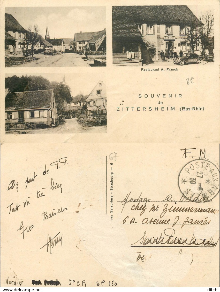 D - [509965]B/TB//-France  - (67) Bas Rhin, Zittersheim, Hotels & Restaurants - Autres & Non Classés