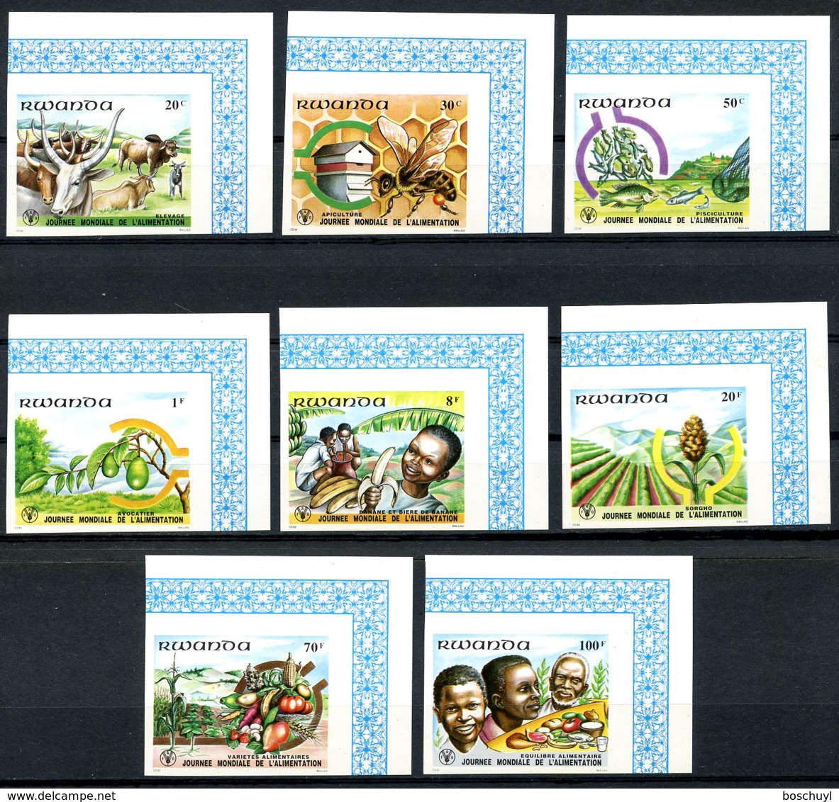 Rwanda, 1982, World Food Day, WFP, FAO, United Nations, MNH Imperforated, Michel 1159-1166B - Other & Unclassified