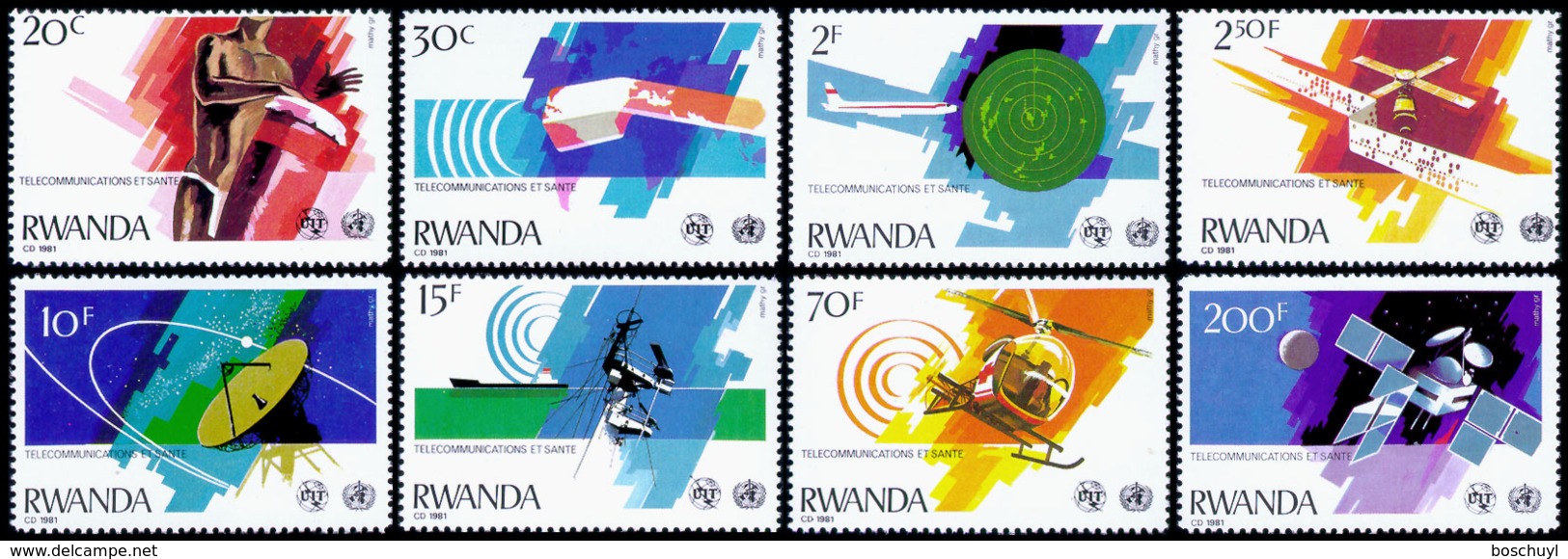 Rwanda, 1981, ITU, Telecommunication, Health, WHO, United Nations, MNH, Michel 1127-1134 - Other & Unclassified