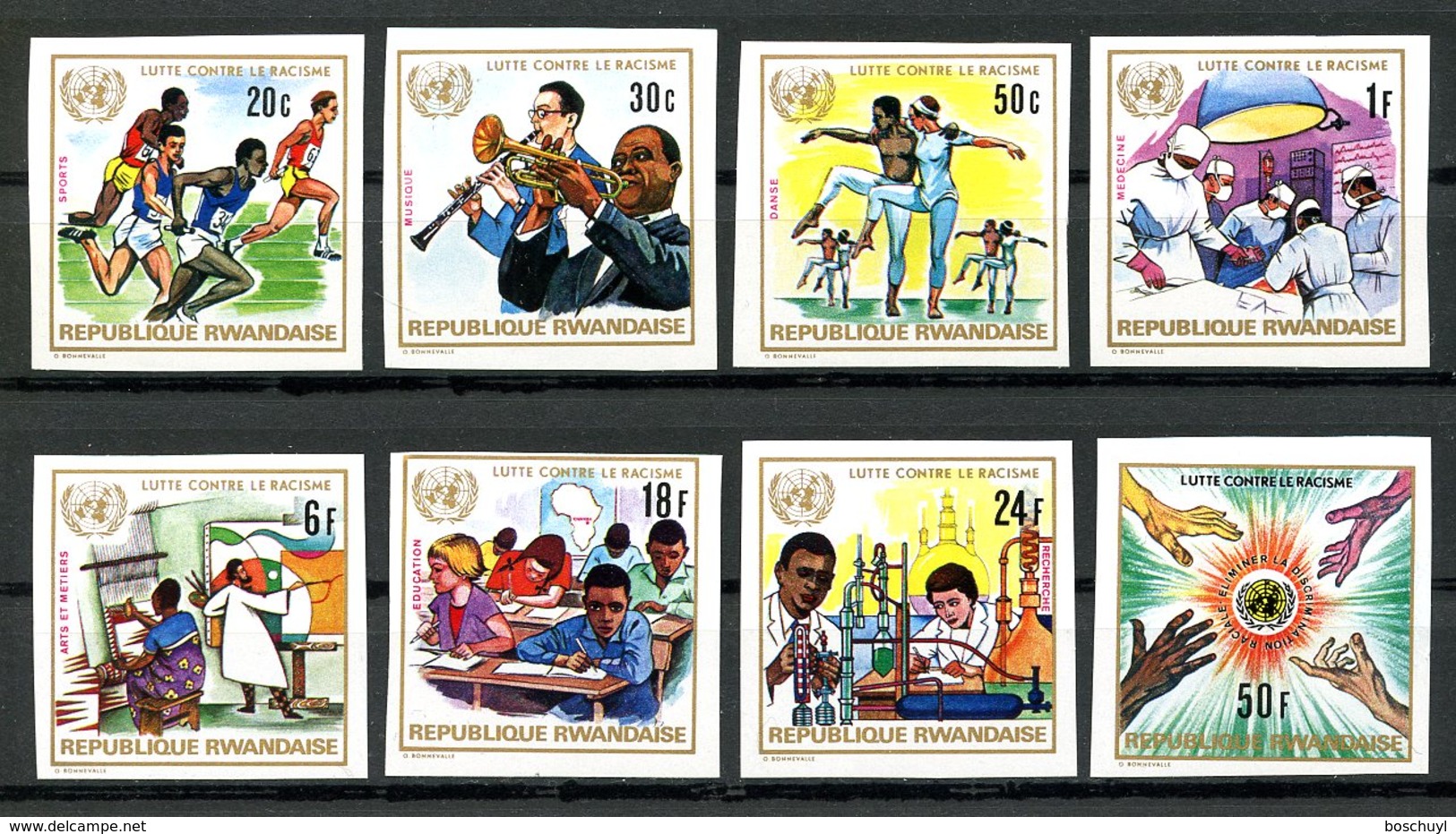 Rwanda, 1972, Fight Against Racism, United Nations, MNH Imperforated, Michel 529-536B - Other & Unclassified