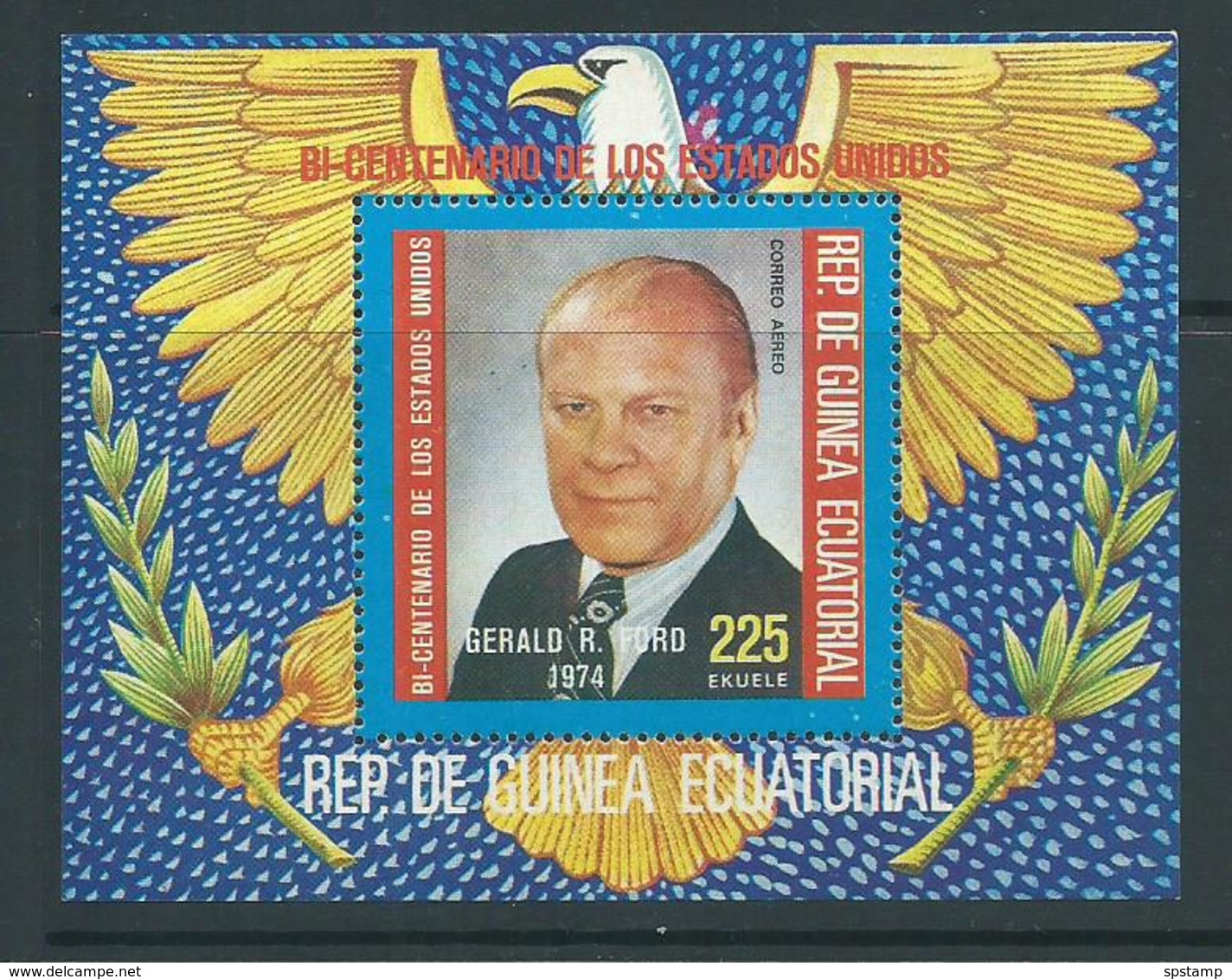 Equatorial Guinea 1975 US Bicentennial President Ford Miniature Sheet MNH - Equatorial Guinea
