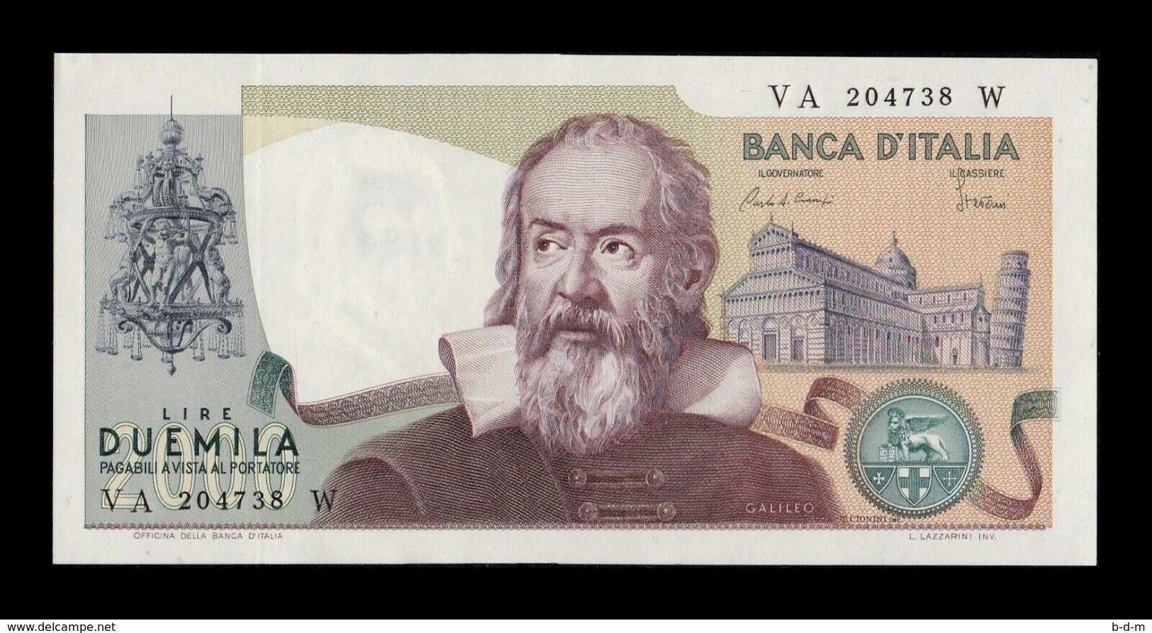 Italia Italy Lot Bundle 10 Banknotes 2000 Lire Galileo Galilei 1983 Pick 103c SC UNC - 2000 Liras