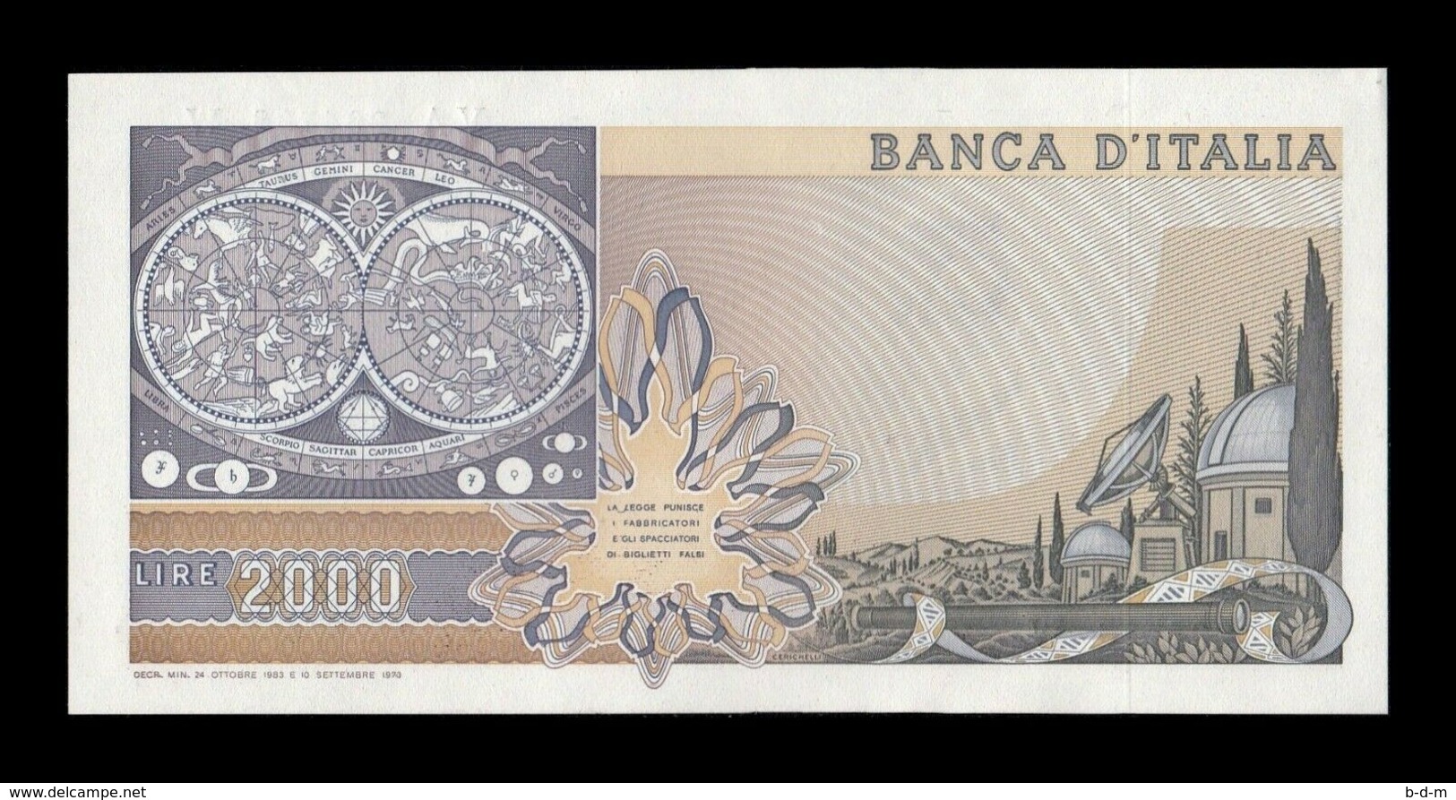 Italia Italy Lot Bundle 10 Banknotes 2000 Lire Galileo Galilei 1983 Pick 103c SC UNC - 2000 Liras