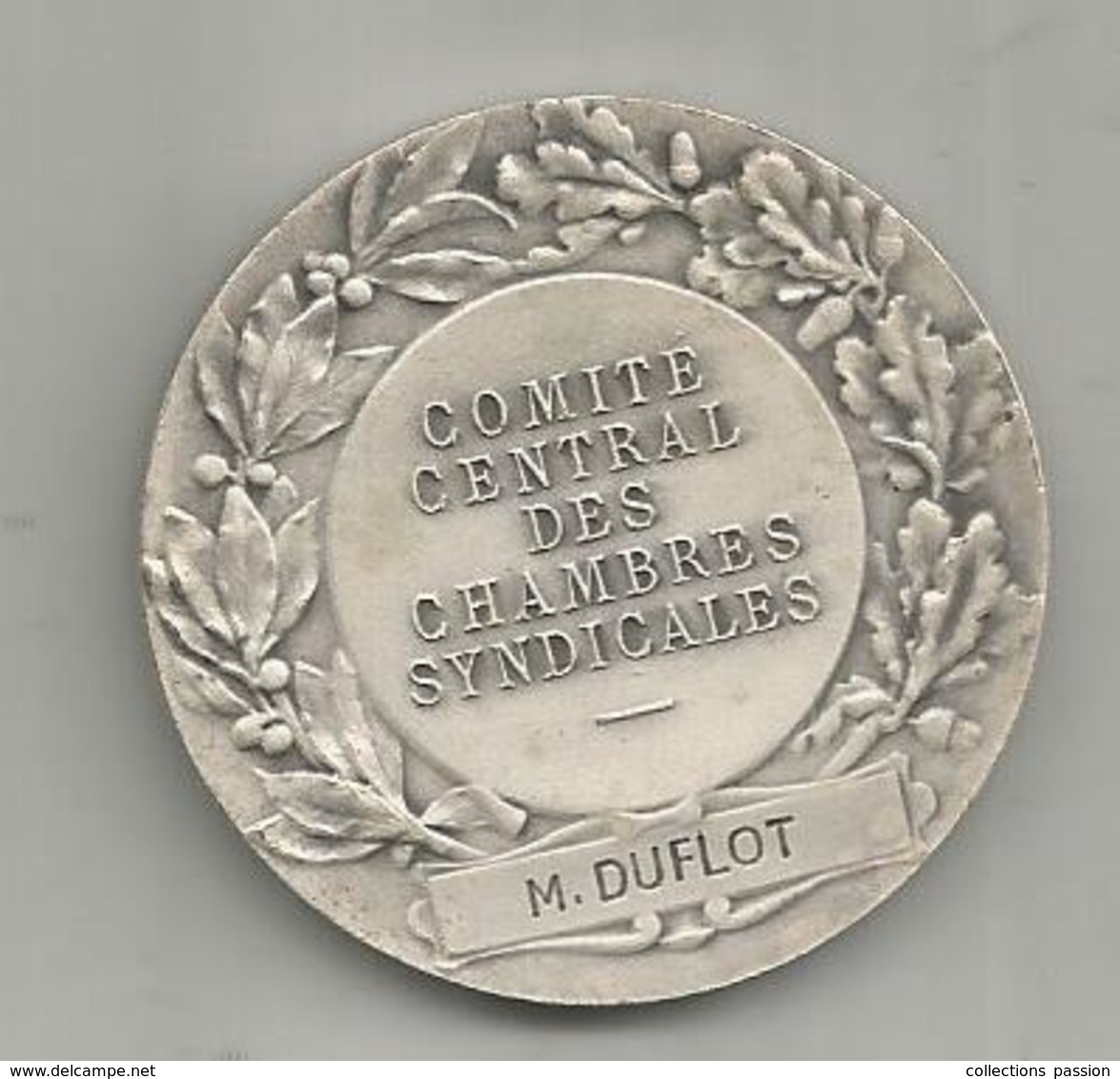 Médaille , Comité Central Des Chambres Syndicales ,  FRANCE ,  Mercure , 2 Scans,  Frais Fr 1.95 E - Professionnels / De Société