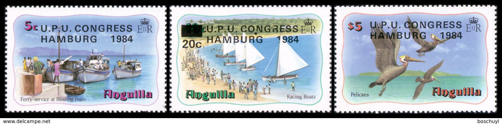 Anguilla, 1984, UPU Congress Hamburg, Universal Postal Union, United Nations, Birds, MNH, Michel 604-606 - Anguilla (1968-...)