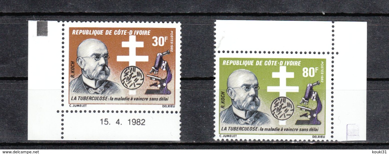 Côte D'Ivoire YT 617/8 ** : Koch , Tuberculose - 1982 - Côte D'Ivoire (1960-...)