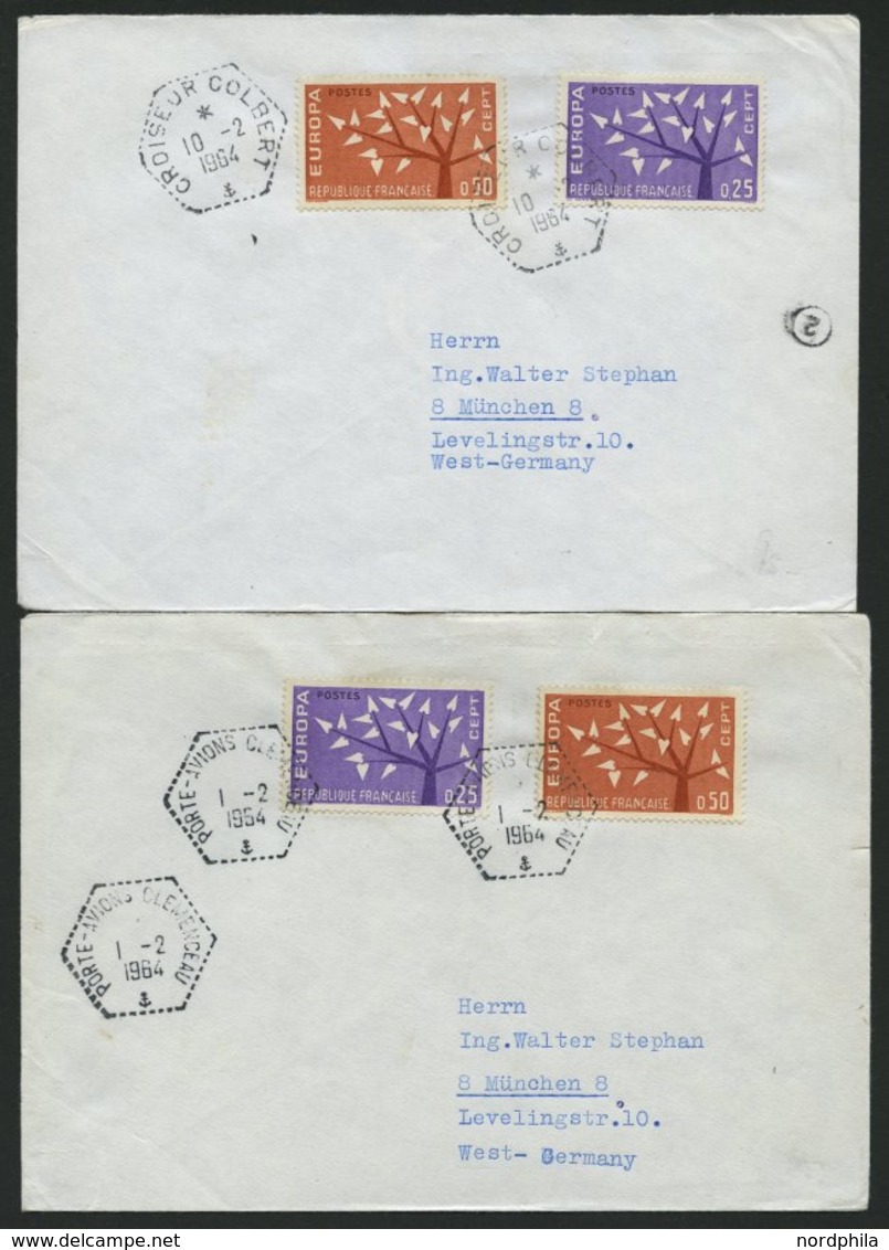 FRANKREICH 1411 BRIEF, 1964, Europa, (Michel Nr. 1411/2 Und 1450/1), 4 Verschiedene Gebrauchte Briefe Mit Schiffspostste - Sonstige & Ohne Zuordnung